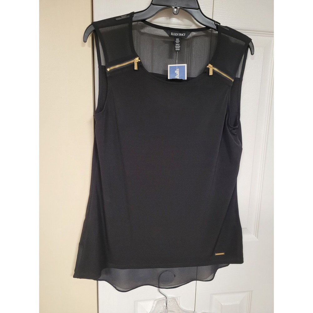 Michael Kors Skirt and Ellen Tracy Top Set Black Gold Zipper Accents Size 8 M - Picture 6 of 9
